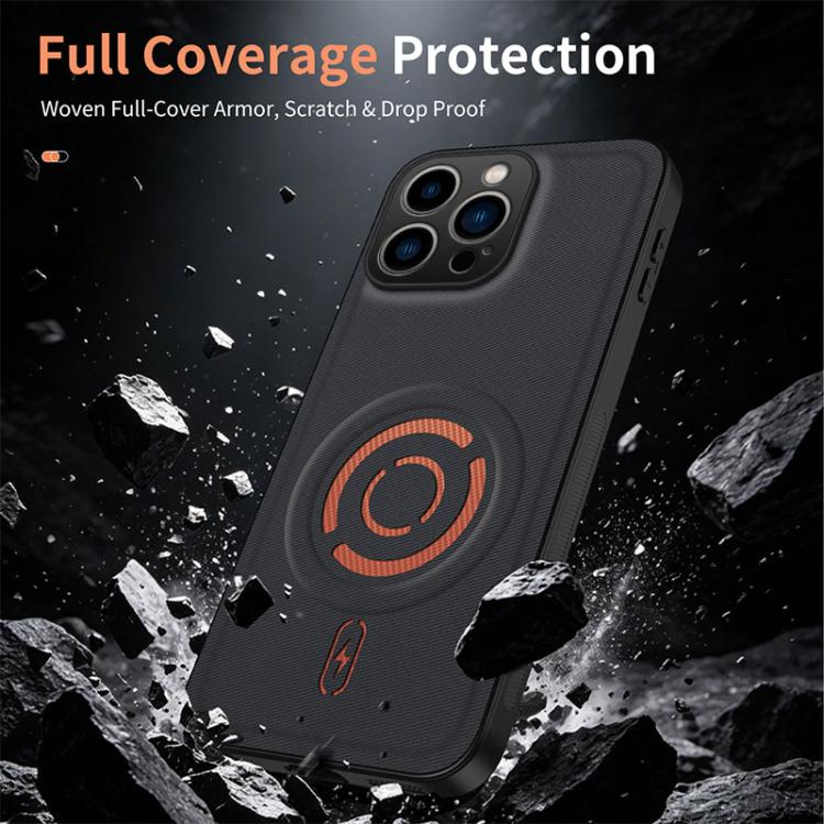 Custodia per telefono WANLONFENG Tech Fabric Texture Magnetic Hybrid PC TPU Hybrid, For iPhone 15 Pro Max, For iPhone 15 Pro, For iPhone 15