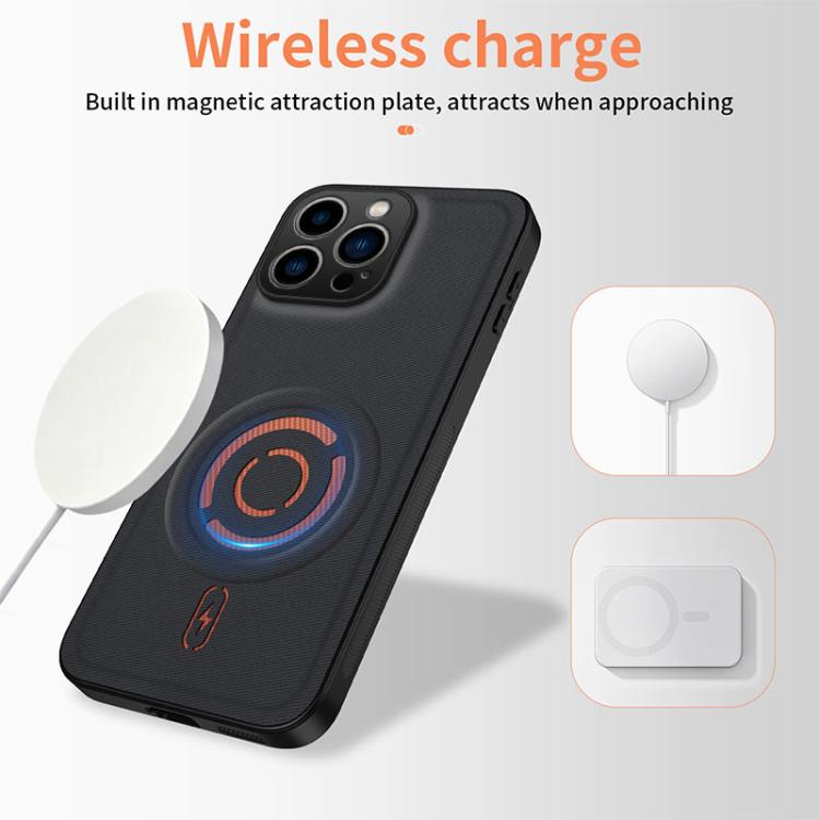 Custodia per telefono WANLONFENG Tech Fabric Texture Magnetic Hybrid PC TPU Hybrid, For iPhone 15 Pro Max, For iPhone 15 Pro, For iPhone 15