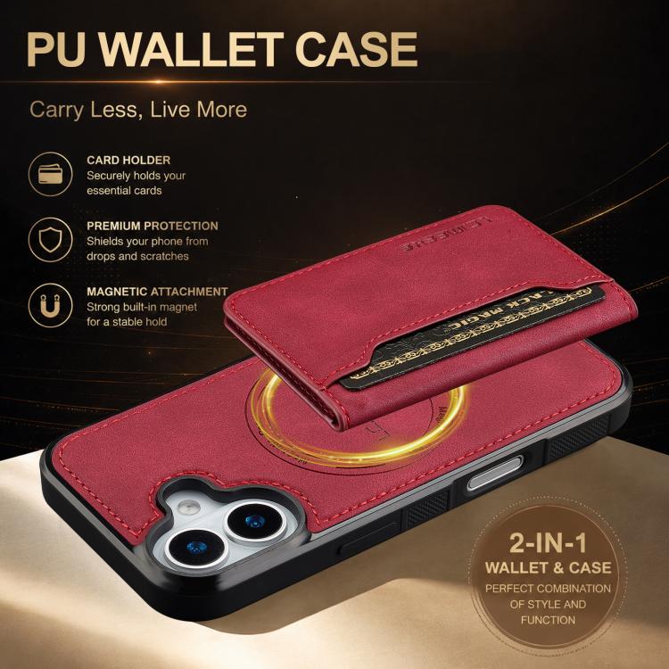 Custodia magnetica per telefono con porta carte RFID serie LC.IMEEKE L7., For iPhone 16, For iPhone 15 Pro Max, For iPhone 15 Pro, For iPhone 15 Plus / 14 Plus