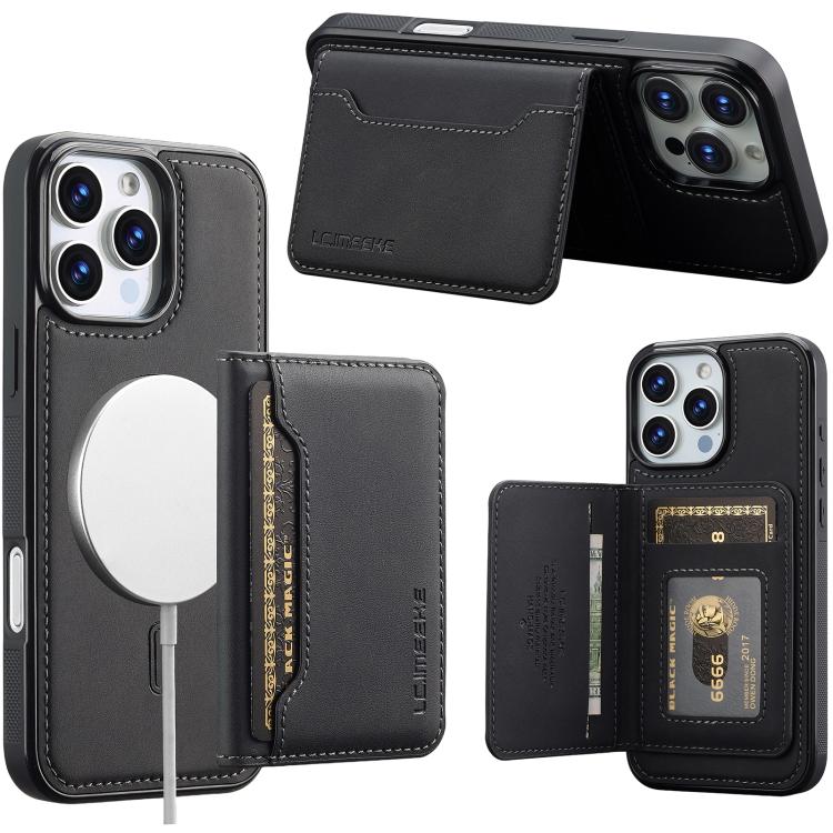 Custodia magnetica per telefono con porta carte RFID serie LC.IMEEKE L7., For iPhone 16, For iPhone 15 Pro Max, For iPhone 15 Pro, For iPhone 15 Plus / 14 Plus