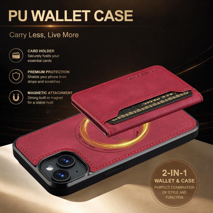 Custodia magnetica per telefono con porta carte RFID serie LC.IMEEKE L7., For iPhone 15, For iPhone 14 / 13, For iPhone 14 Pro, For iPhone 14 Pro Max