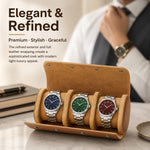 Custodia portatile in pelle vintage per orologi, Two Slots, Three Slots