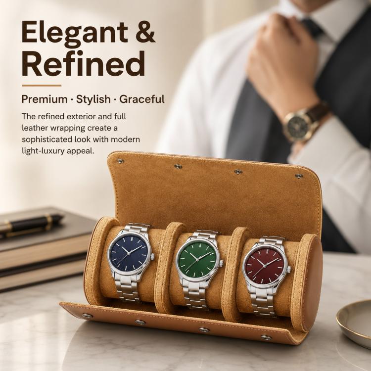 Custodia portatile in pelle vintage per orologi, Two Slots, Three Slots