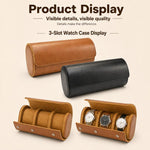 Custodia portatile in pelle vintage per orologi, Two Slots, Three Slots