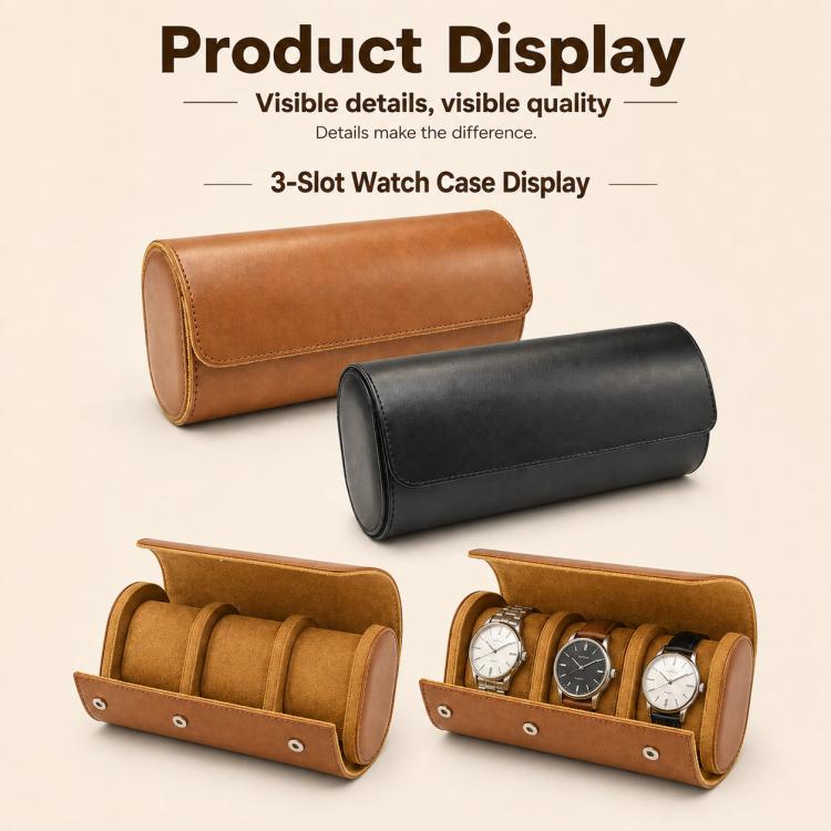 Custodia portatile in pelle vintage per orologi, Two Slots, Three Slots