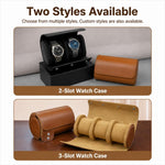 Custodia portatile in pelle vintage per orologi, Two Slots, Three Slots