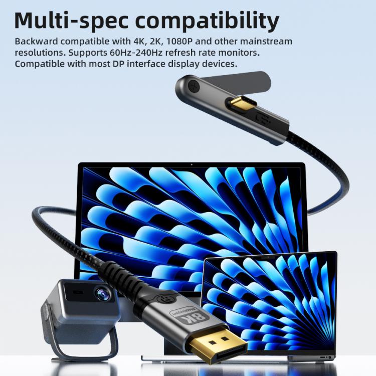 Cavo video DOONJIEY DJMS08 da Type-C a DisplayPort 1.4 Ultra HD 8K 60Hz con supporto per telefono., DJMS08