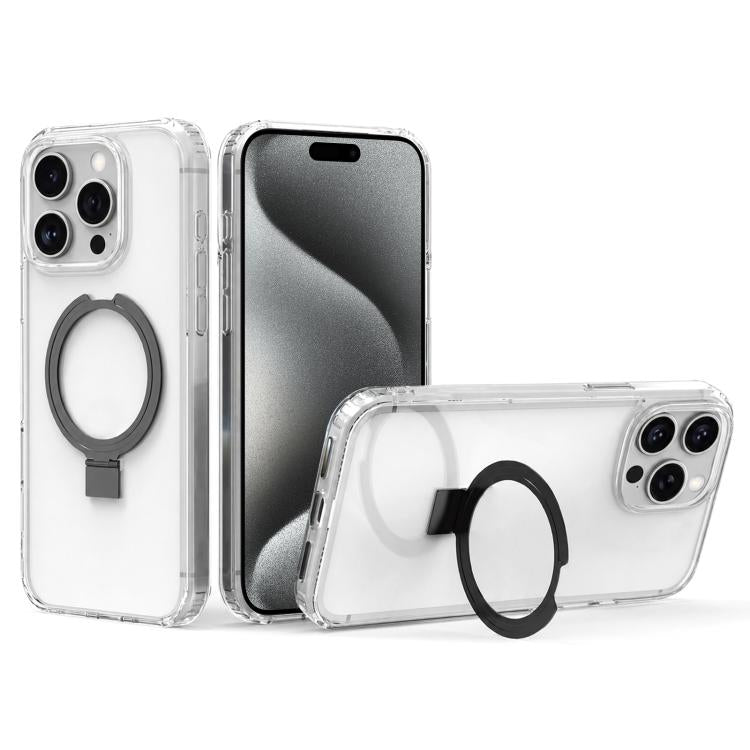 Custodia per telefono in acrilico PC antiurto con airbag a quattro angoli e supporto, For iPhone 16 Plus, For iPhone 16, For iPhone 15 Pro Max, For iPhone 15 Pro, For iPhone 15 Plus, For iPhone 15