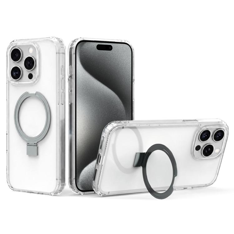 Custodia per telefono in acrilico PC antiurto con airbag a quattro angoli e supporto, For iPhone 16 Plus, For iPhone 16, For iPhone 15 Pro Max, For iPhone 15 Pro, For iPhone 15 Plus, For iPhone 15