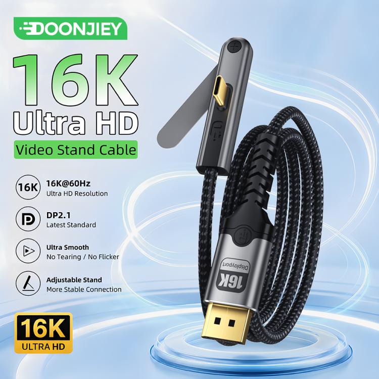 Cavo video DOONJIEY DJMS07 da Type-C a DisplayPort 2.1 Ultra HD 16K 60Hz con supporto per telefono., DJMS07