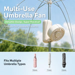 Mini ventilatore pieghevole con clip per ombrello, ricaricabile, portatile, per esterni.