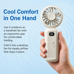 Mini ventilatore pieghevole con clip per ombrello, ricaricabile, portatile, per esterni.