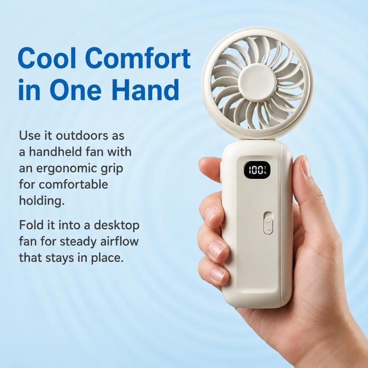Mini ventilatore pieghevole con clip per ombrello, ricaricabile, portatile, per esterni.