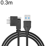 Cavo dati da USB 3.0 maschio a USB-C / Type-C 3.1 ad angolo sinistro con blocco a vite., 0.3m, 0.5m, 1m, 2m