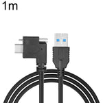 Cavo dati da USB 3.0 maschio a USB-C / Type-C 3.1 ad angolo sinistro con blocco a vite., 0.3m, 0.5m, 1m, 2m
