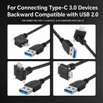 Cavo dati da USB 3.0 maschio a USB-C / Type-C 3.1 ad angolo sinistro con blocco a vite., 0.3m, 0.5m, 1m, 2m