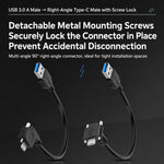 Cavo dati da USB 3.0 maschio a USB-C / Type-C 3.1 ad angolo sinistro con blocco a vite., 0.3m, 0.5m, 1m, 2m