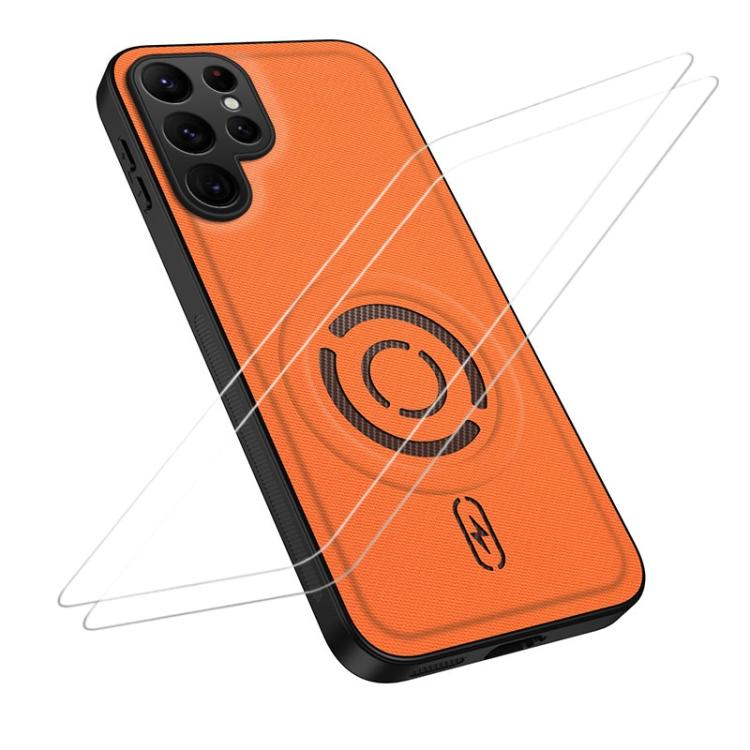 WANLONFENG Tech Custodia per telefono magnetica con texture in tessuto e 2 pellicole protettive per lo schermo incluse., For Galaxy S25 Ultra 5G, For Galaxy S24 FE 5G, For Galaxy S24 Ultra 5G, For Galaxy S24+ 5G