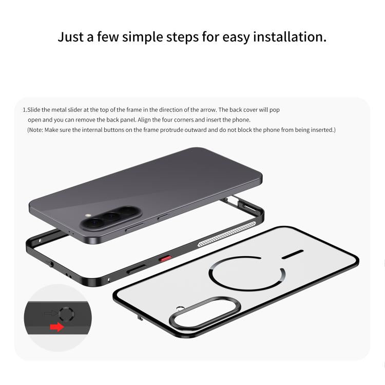 Custodia per telefono MagSafe satinata con cornice in metallo e fibbia a scatto su un solo lato., For Galaxy A57 5G, For Galaxy A37 5G