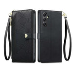 Portafoglio con cerniera, fibbia a cuore, custodia per telefono in ecopelle con cinturino da polso, For Galaxy A35 5G