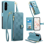 Portafoglio con cerniera, fibbia a cuore, custodia per telefono in ecopelle con cinturino da polso, For Galaxy S26 FE 5G, For Galaxy S26+ 5G, For Galaxy S26 Edge 5G, For Galaxy S26 Ultra 5G