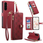 Portafoglio con cerniera, fibbia a cuore, custodia per telefono in ecopelle con cinturino da polso, For Galaxy S26 FE 5G, For Galaxy S26+ 5G, For Galaxy S26 Edge 5G, For Galaxy S26 Ultra 5G