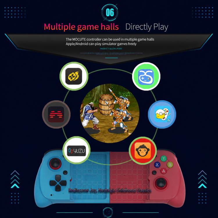MOCUTE 062 Controller di gioco mobile Bluetooth estensibile con doppi joystick e grilletti a effetto Hall., 062