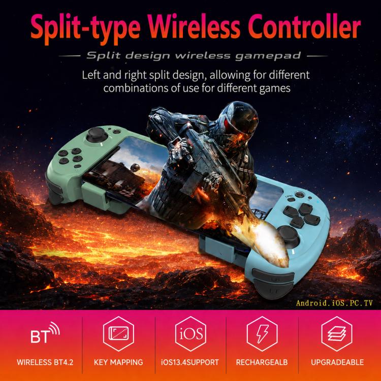 MOCUTE 061 Controller di gioco per dispositivi mobili con doppio joystick e grilletti, stile split-style BT, 061