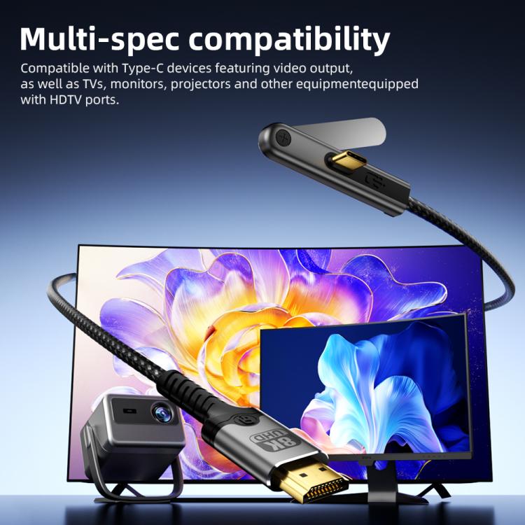 Cavo video Ultra HD 8K 60Hz DOONJIEY DJMS06 da Type-C a HDTV con supporto per telefono., Type-C to HDTV 8K