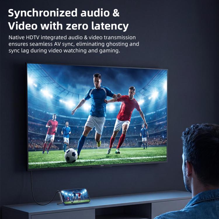 Cavo video Ultra HD 4K 30Hz DOONJIEY DJMS09 da Type-C a HDTV con supporto per telefono e supporto per smartphone., Type-C to HDTV 4K