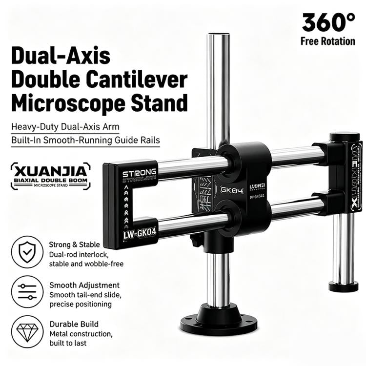 Supporto per microscopio a doppio asse e doppio braccio LUOWEI LW-GK04 Xuanjia