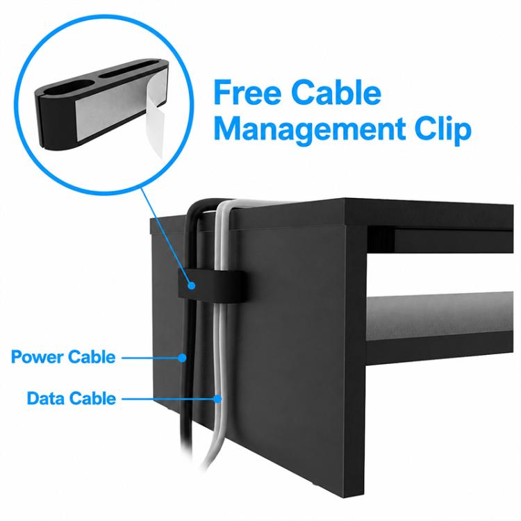 Supporto per monitor a doppio strato in legno con supporto per telefono
