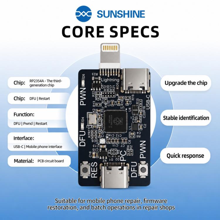 Scheda di ingegneria PICO DFU di terza generazione con chip SUNSHINE RP2354A per iPhone XR-11 Pro Max