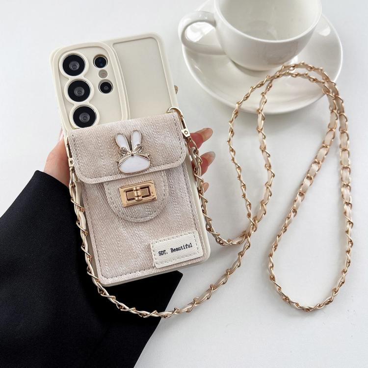 Portafoglio/custodia per cellulare con motivo a coniglio in denim, con tracolla inclusa., For Galaxy S26 FE 5G, For Galaxy S26+ 5G, For Galaxy S26 Ultra 5G, For Galaxy S26 5G, For Galaxy S25 FE 5G, For Galaxy S25 5G, For Galaxy S25+ 5G                 ...