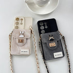 Portafoglio/custodia per cellulare con motivo a coniglio in denim, con tracolla inclusa., For Galaxy S26 FE 5G, For Galaxy S26+ 5G, For Galaxy S26 Ultra 5G, For Galaxy S26 5G, For Galaxy S25 FE 5G, For Galaxy S25 5G, For Galaxy S25+ 5G                 ...