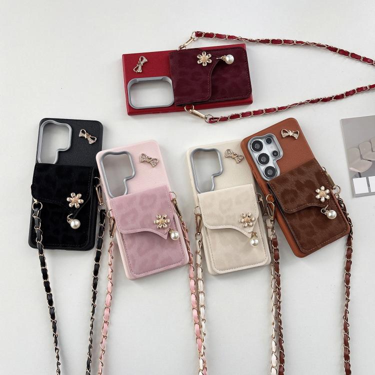 Portafoglio in pelle con stampa leopardata e custodia per cellulare con tracolla, For Galaxy A56 5G, For Galaxy A26 5G, For Galaxy A36 5G, For Galaxy A16 5G / 4G
