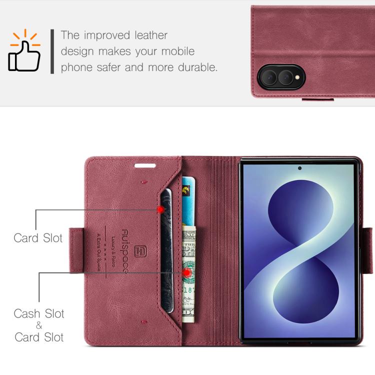 Custodia per telefono AutSpace A01 in pelle effetto pelle retrò Crazy Horse con protezione RFID, For Galaxy Z Fold8 5G, For Galaxy Z Fold8 Ultra 5G, For Galaxy Z Fold7 5G