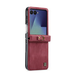Custodia per telefono AutSpace A01 in pelle effetto pelle retrò Crazy Horse con protezione RFID, For Galaxy Z Flip8 5G, For Galaxy Z Flip7 5G