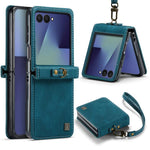 Custodia per telefono AutSpace A01 in pelle effetto pelle retrò Crazy Horse con protezione RFID, For Galaxy Z Flip8 5G, For Galaxy Z Flip7 5G