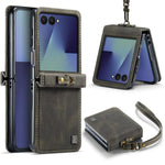 Custodia per telefono AutSpace A01 in pelle effetto pelle retrò Crazy Horse con protezione RFID, For Galaxy Z Flip8 5G, For Galaxy Z Flip7 5G