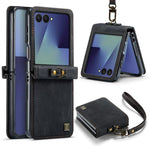 Custodia per telefono AutSpace A01 in pelle effetto pelle retrò Crazy Horse con protezione RFID, For Galaxy Z Flip8 5G, For Galaxy Z Flip7 5G