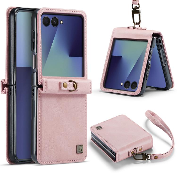 Custodia per telefono AutSpace A01 in pelle effetto pelle retrò Crazy Horse con protezione RFID, For Galaxy Z Flip8 5G, For Galaxy Z Flip7 5G