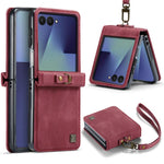 Custodia per telefono AutSpace A01 in pelle effetto pelle retrò Crazy Horse con protezione RFID, For Galaxy Z Flip8 5G, For Galaxy Z Flip7 5G