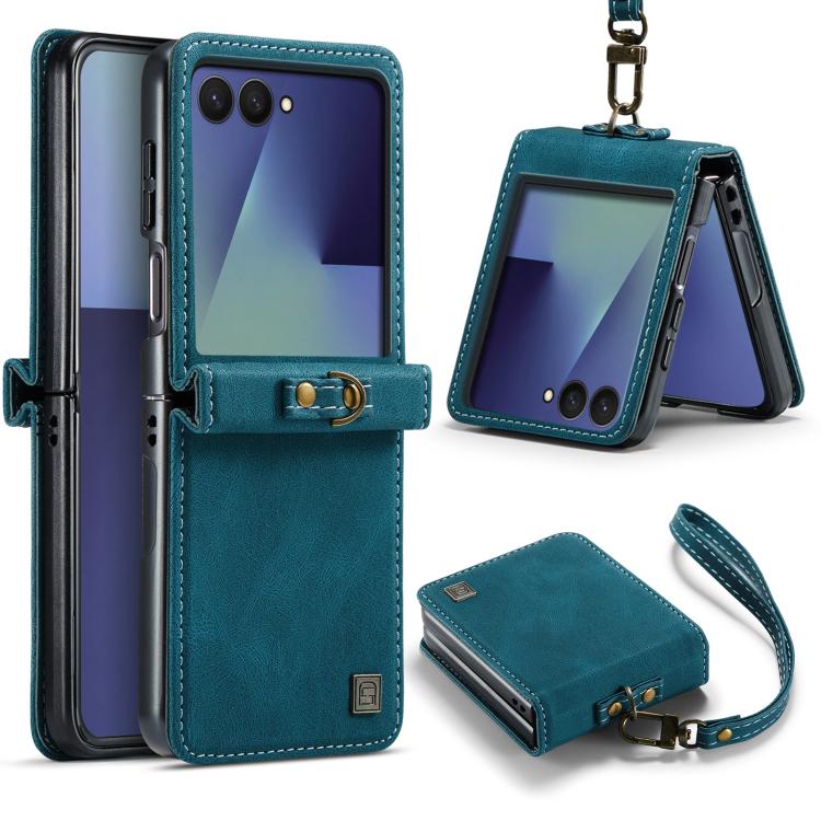 Custodia per telefono AutSpace A01 in pelle effetto pelle retrò Crazy Horse con protezione RFID, For Galaxy Z Flip8 5G, For Galaxy Z Flip7 5G