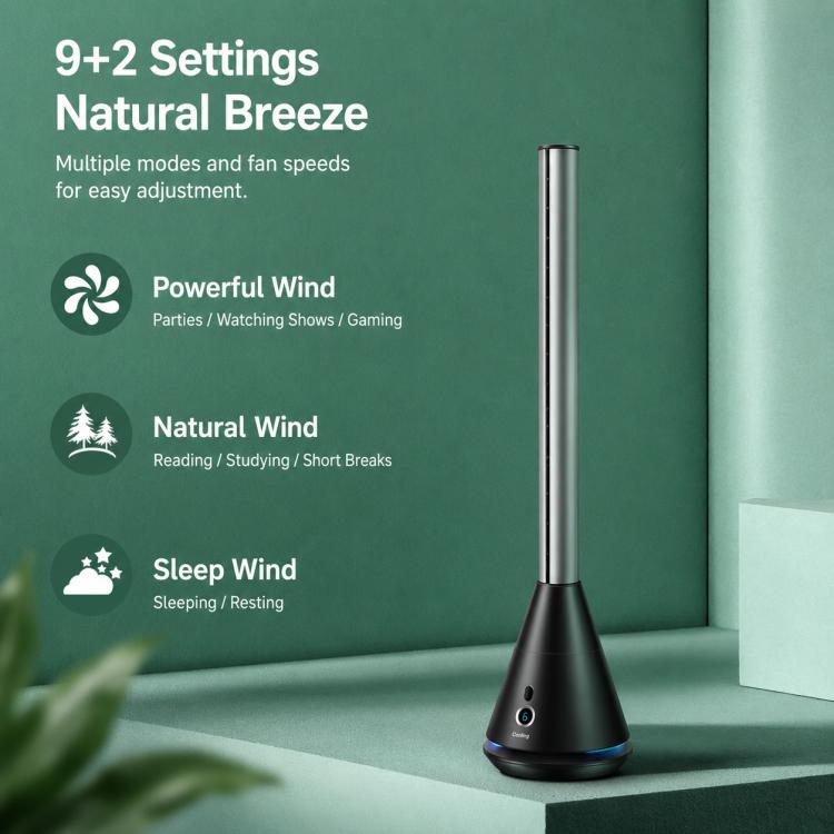 Ventilatore a torre senza pale da pavimento Carkiien SKJ-CR010D, ventilatore di circolazione con telecomando
