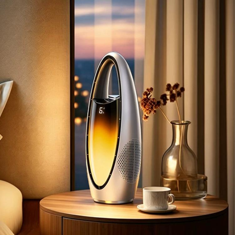 Umidificatore a spruzzo F17 con luce ambientale e ventilatore da pavimento senza pale