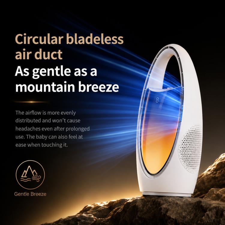 Umidificatore a spruzzo F17 con luce ambientale e ventilatore da pavimento senza pale