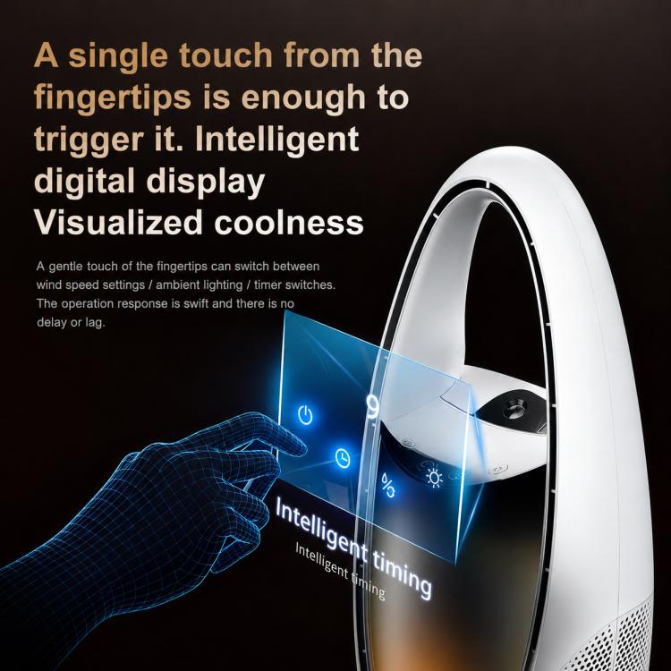 Umidificatore a spruzzo F17 con luce ambientale e ventilatore da pavimento senza pale