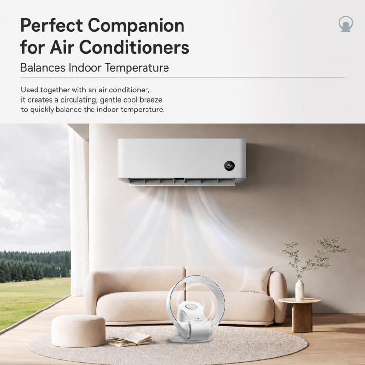 Ventilatore senza pale Carkiien SKJ-CR309WD con telecomando intelligente, da tavolo e a parete.