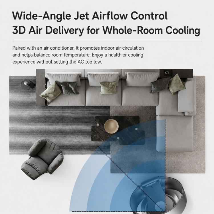 Ventilatore senza pale Carkiien SKJ-CR309WD con telecomando intelligente, da tavolo e a parete.